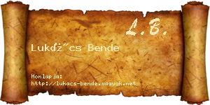 Lukács Bende névjegykártya